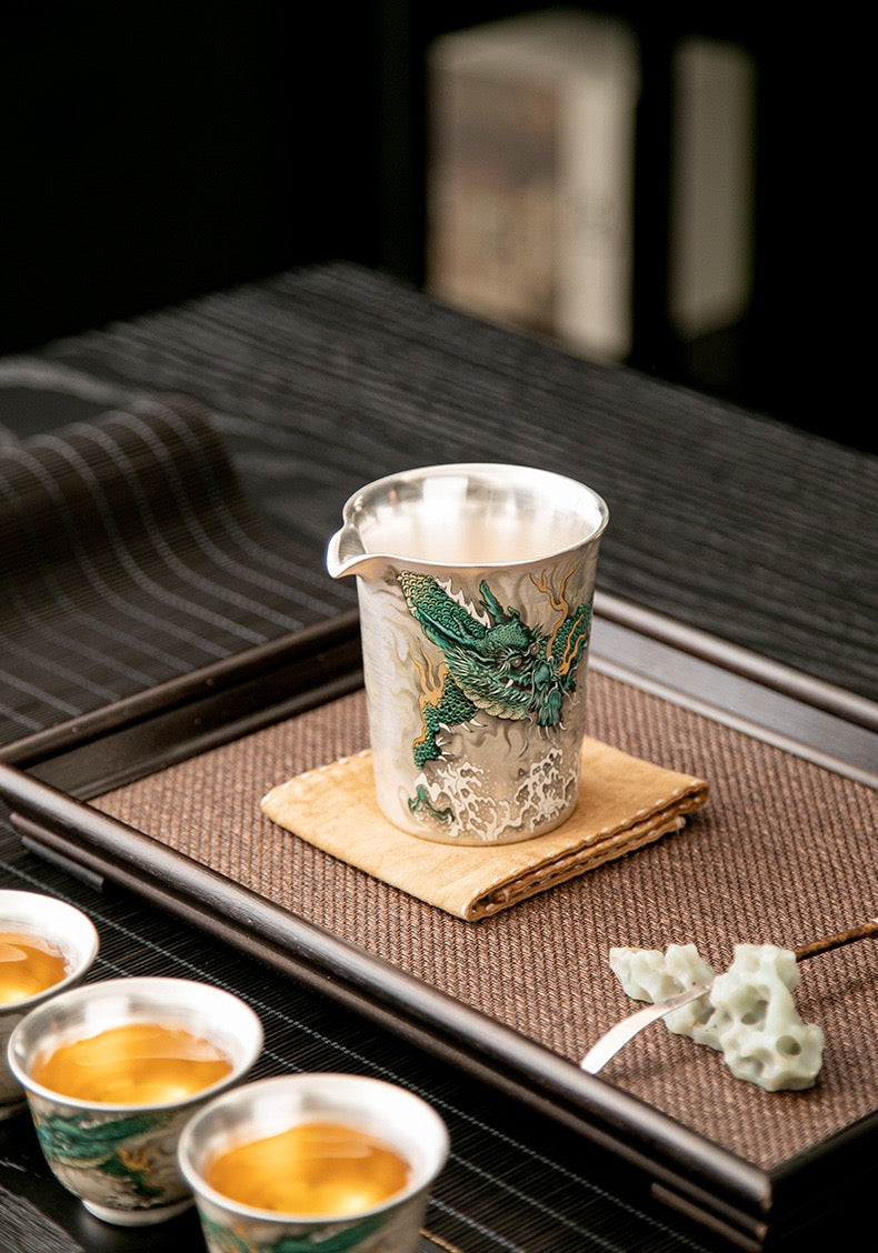 純銀茶器セット|家庭用・中華風・純手作り蓋碗・高級銀製急須・鍍銀茶杯・ギフトボックス入り