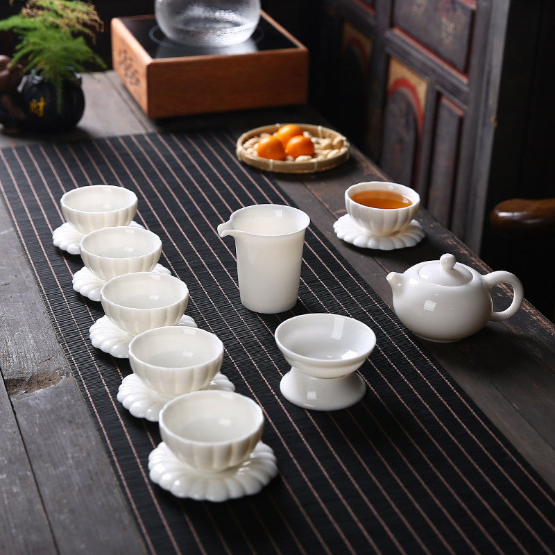 羊脂玉磁器 功夫茶具セット 家庭用 德化白磁 茶具 シンプル 茶壺 茶杯 セット ギフトボックス入り
