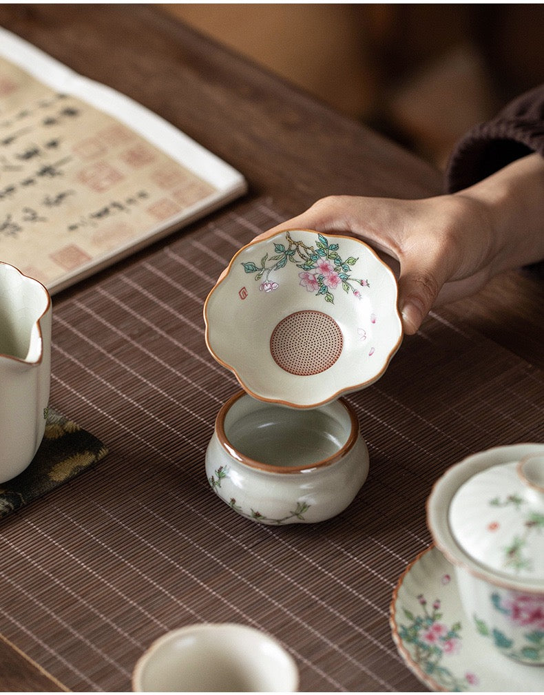 汝窯茶器セット ギフト付|高級感×中華美|三才蓋碗&茶杯