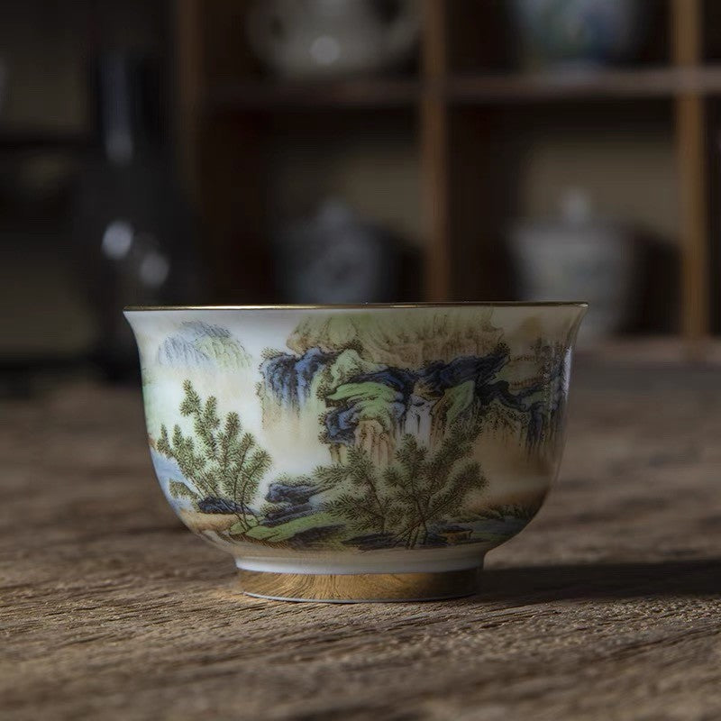 景徳鎮 富春山居図 主人杯 単品|高級陶磁功夫茶杯 一人用