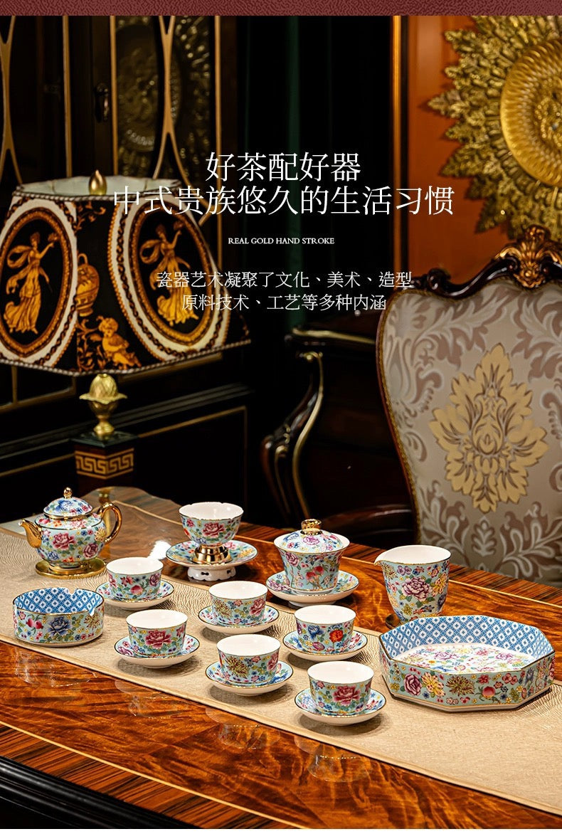 景徳鎮琺瑯彩茶器セット|新作・軽ラグジュアリー高級陶磁器ギフトボックス付き|贈り物に最適な一式セット