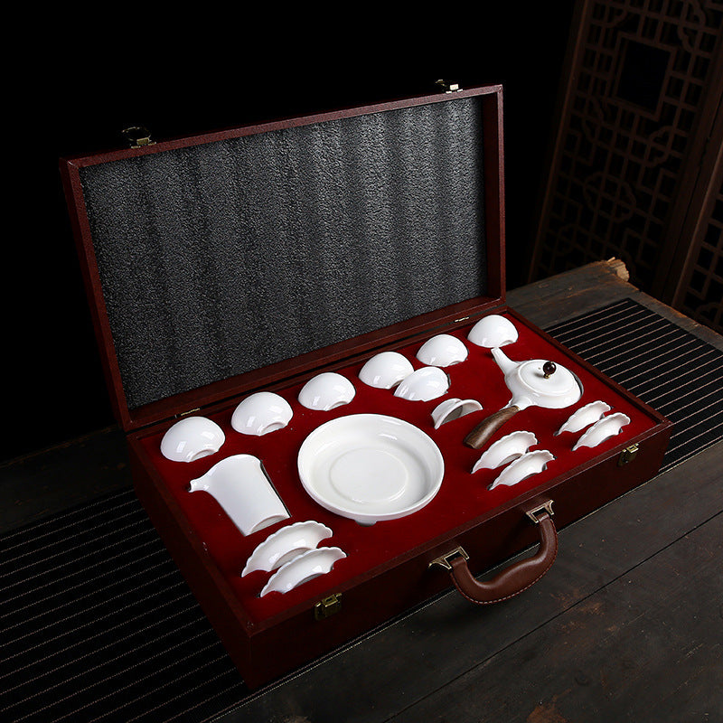 羊脂玉磁器 功夫茶具セット 家庭用 德化白磁 茶具 シンプル 茶壺 茶杯 セット ギフトボックス入り