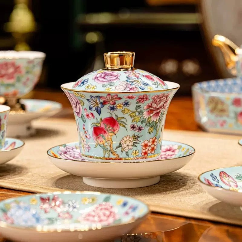 景徳鎮琺瑯彩茶器セット|新作・軽ラグジュアリー高級陶磁器ギフトボックス付き|贈り物に最適な一式セット