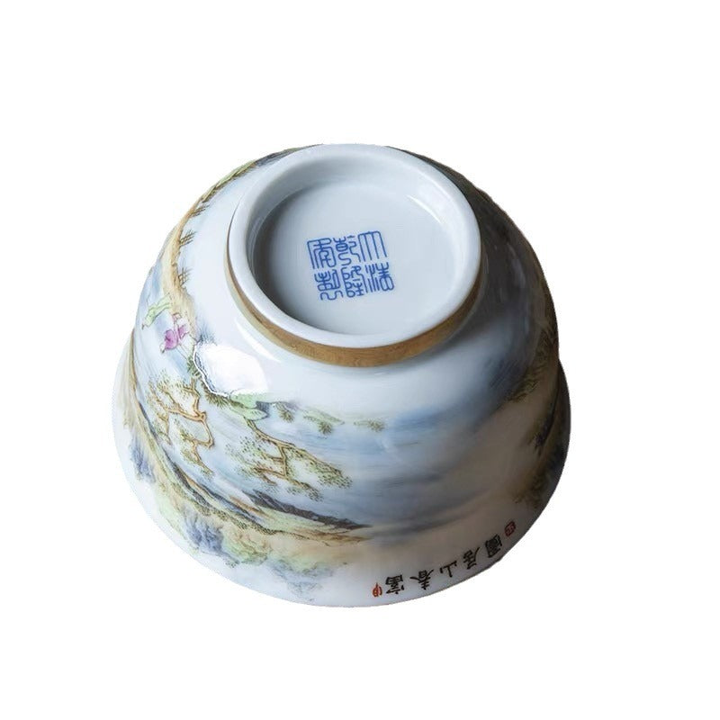 景徳鎮 富春山居図 主人杯 単品|高級陶磁功夫茶杯 一人用