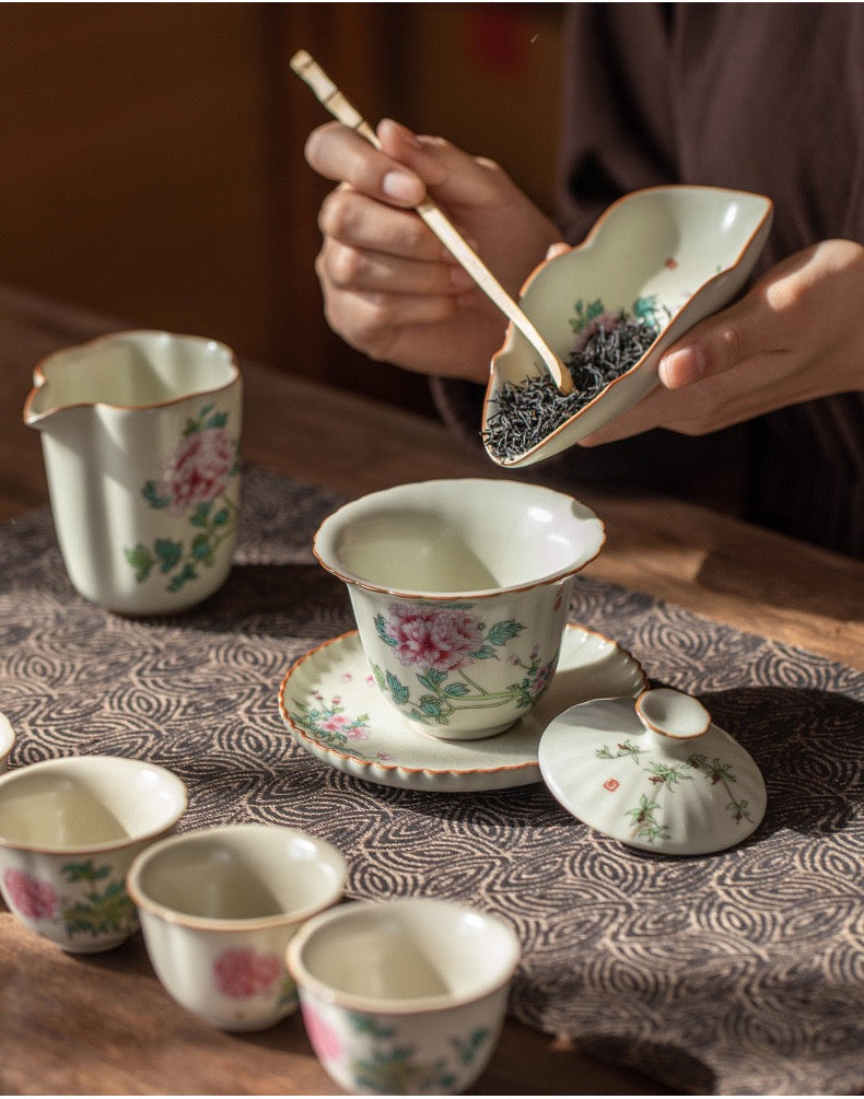 汝窯茶器セット ギフト付|高級感×中華美|三才蓋碗&茶杯
