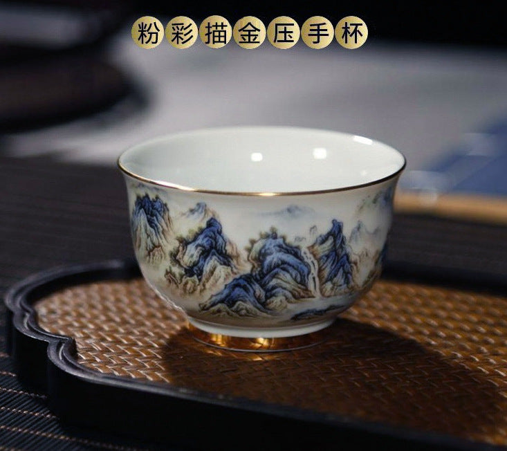 景徳鎮 富春山居図 主人杯 単品|高級陶磁功夫茶杯 一人用