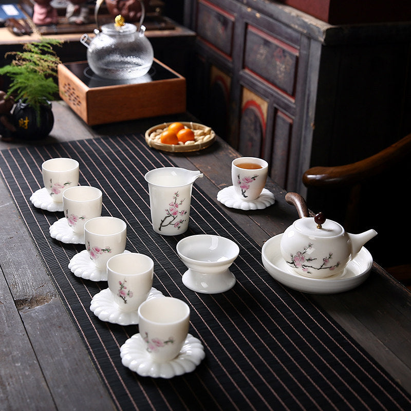 羊脂玉磁器 功夫茶具セット 家庭用 德化白磁 茶具 シンプル 茶壺 茶杯 セット ギフトボックス入り