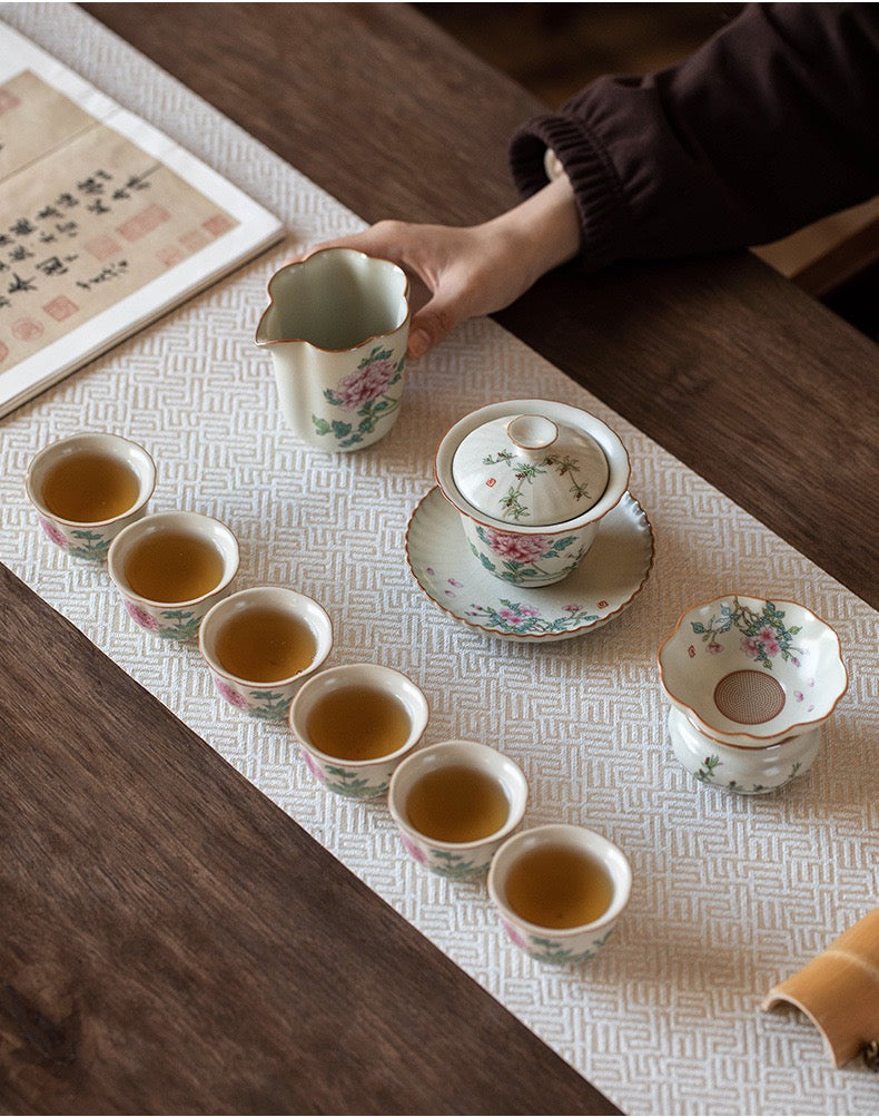 汝窯茶器セット ギフト付|高級感×中華美|三才蓋碗&茶杯