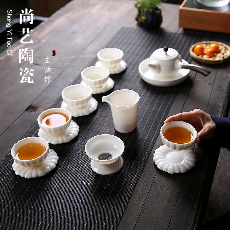 羊脂玉磁器 功夫茶具セット 家庭用 德化白磁 茶具 シンプル 茶壺 茶杯 セット ギフトボックス入り